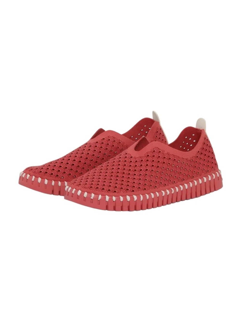 Ilse Jacobsen Red Slip-On Perforated Rubber Sneakers